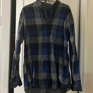 Eddie Bauer Navy and Charcoal Plaid Shirt